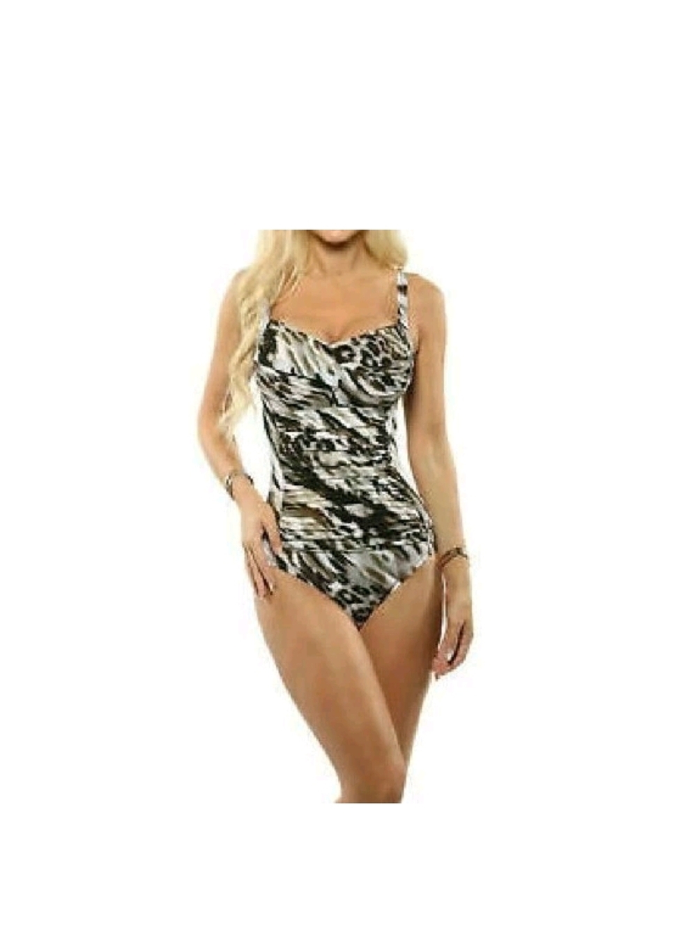 Miraclesuit Fur Realz Siren One Piece Swimsuit in Brown Multi Women’s Size 12